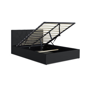 Idomya Factory - Lit coffre Hanna en PVC noir - 140x190 cm 140x190 cm