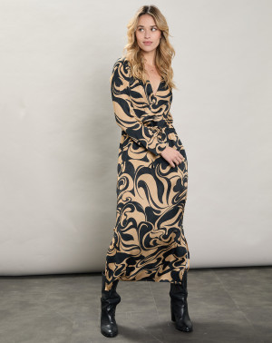 Hartford - Robe satinée Rosal beige/marine 1