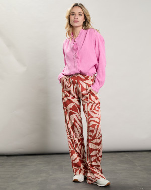 Hartford - Pantalon satiné Plaisance rouge/rose clair 0