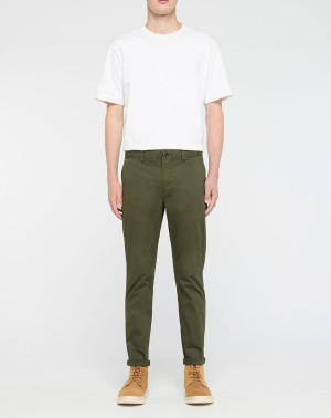 Scotch & Soda - Pantalon Chino Super Slim Fit en Coton Bio mélangé Stretch kaki foncé T.36/L32