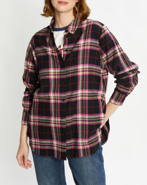 Scotch & Soda - Chemise Oversize à carreaux noir/rose XS