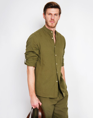 Secret du Lin - Chemise 100% Lin Marceau vert kaki XXL