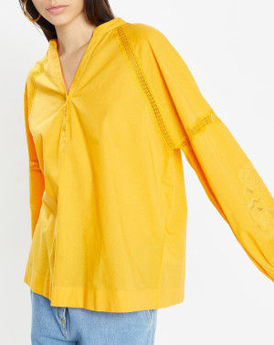 Galeries Lafayette - Top en Coton Bio Patmos jaune orangé 36