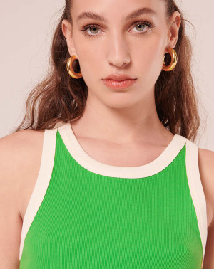 Tara Jarmon - T-Shirt en Coton Biologique côtelé vert 3