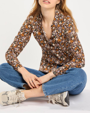 Scotch & Soda - Chemise à Fleurs noir/jaune XS