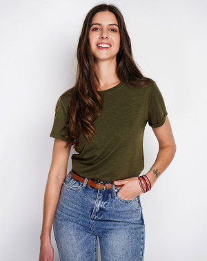 William de Faye - T-Shirt en Lin mélangé Anouk kaki claire T.2XL