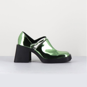 Justine Clenquet - Sabots en Cuir verni Kim verts - Talon 8 cm 39