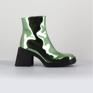 Justine Clenquet - Boots en Cuir verni Milla vertes - Talon 8 cm 40