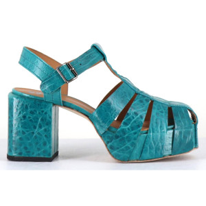 MOMA - Sandales en Cuir bleues - Talon 8 cm 38