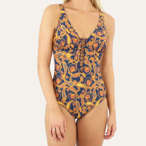 Janine Robin - Maillot de bain 1 Pièce coupe sous poitrine Caracas bleu marine 46