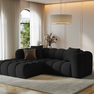 Maison Héritage - Canapé d'angle Gauche Modulaire Arden 3 Places noir - 238x190x70 cm OS