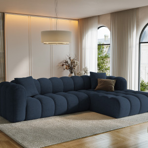 Maison Héritage - Canapé d'angle Droit Modulaire Arden 4 Places bleu roi - 300x190x70 cm OS