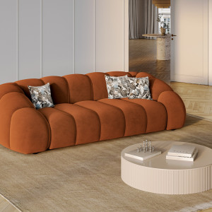 CXL by Christian Lacroix - Canapé Velours Lyna 4 Places terracotta - 245x114x72 cm OS