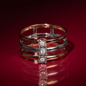 Caratelli - Bague Bario Diamant 0.032 ct or tricolore T.58