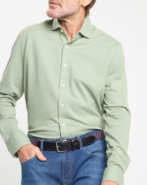 Hackett London - Chemise Slim Fit manches longues piquée unie verte XXL