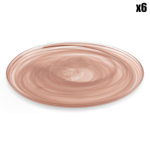Salt & Pepper Collection - 6 Assiettes plates Twirl  transparent/ambre - D.28 cm OS