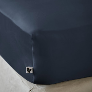L'Effet Papillon - Drap housse Bambou Salomé bleu foncé 160x200 cm