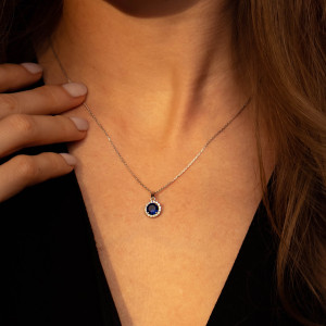 Instant d'Or - Pendentif Bleu merveilleux or blanc OS