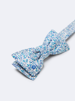 Devred - Noeud papillon en Lin & Coton fleuri - Le Colonel bleu light OS