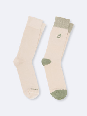 Devred - Chaussettes brodées en coton biologique beige sable T.39/42