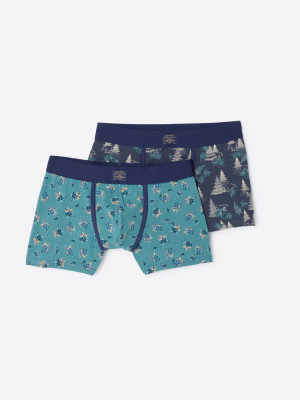 Devred - Coffret boxers en coton fantaisie bleu capitaine L