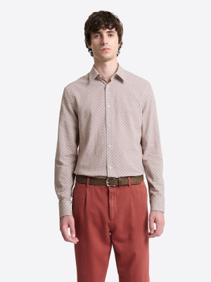 Devred - Chemise à motif en coton orange brulé XXL