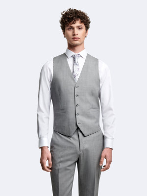 Devred - Gilet de costume 100% Laine gris chiné clair M