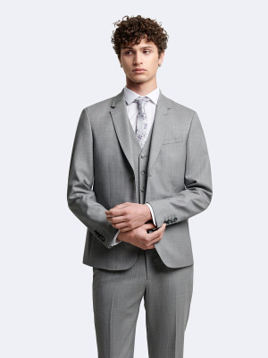 Devred - Veste de costume 100% laine gris chiné clair 54