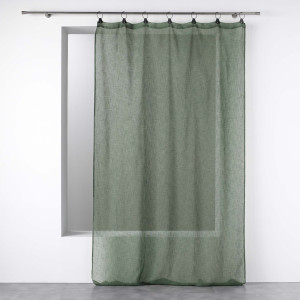 Douceur d'intérieur - Rideau à anneaux voile tissé Linka kaki - 140x240 cm OS