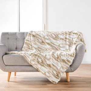 Douceur d'intérieur - Plaid imitation fourrure/sherpa Cheyenne Beige/Blanc - 180x220 cm 180x220 cm