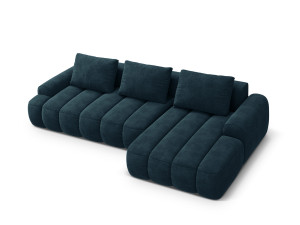 Maison Héritage - Canapé d'angle droit velours convertible avec coffre Kimi 3 Places pétrole profond - 275x142x84 cm OS