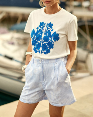 La Petite Etoile - T-shirt Taima coupe droite blanc/bleu 1