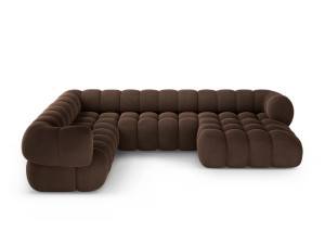 CXL by Christian Lacroix - Canapé d'angle droit panoramique modulable en velours Maurice chocolat - 335x245x70 cm OS