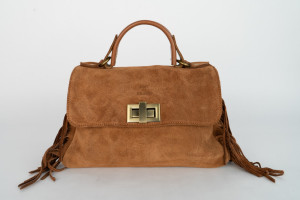 1987 by Abaco - Sac à main en Velours de Cuir Neva camel - 28x22x10 cm OS