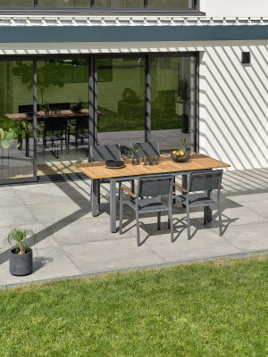 Remarquable - Ensemble repas de jardin Orsino 4 places gris anthracite OS