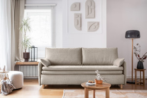 Miuform - Canapé 3 Places Convertible Simon Beige- 207x90x85 cm OS