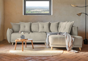 Miuform - Canapé d'angle L Convertible; angle droit Lazy Lukka Taupe- 247x191x85 cm OS