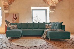 Miuform - Canapé d'angle U Convertible angle droit Lazy Lukka Turquoise- 320x191x85 cm OS
