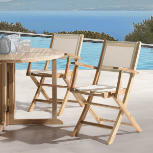 Macabane - Ensemble de 2 fauteuils de jardin pliants beige OS