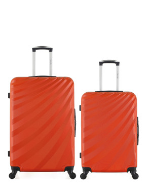 Wave Paris - Lot de 2 Valises grand format et weekend Danube oranges OS