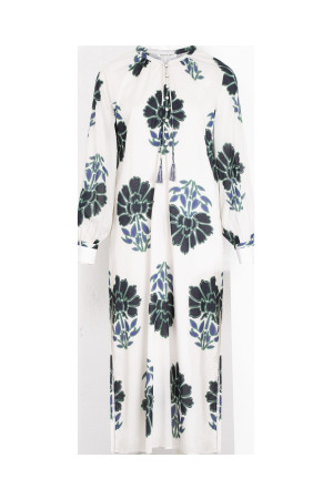 Mare di Latte - Robe Gregoria imprimé fleurs indiennes en maravoile combo blue 2