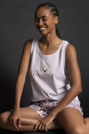 Disney 28 - Pyjama sans manches Disney, motif dalmatiens jasper gris M