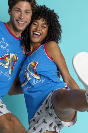 Admas - Pyjama sans manches Big Steps bleu XL