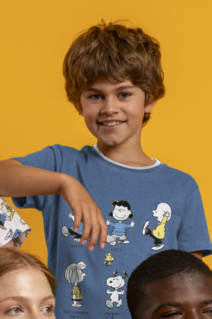 - Pyjamas à manches courtes Peanuts, thème fête et amis bleu 12 A
