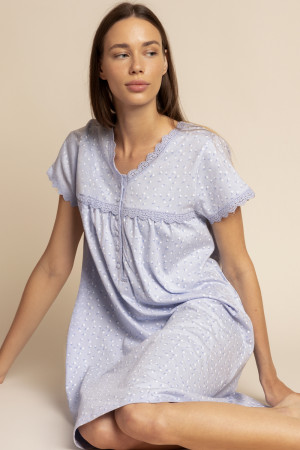 Admas Classic - Chemise de nuit à manches courtes, motif fleurs bleues classiques bleue XL