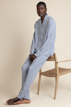 Admas Classic - Ensemble pyjama à manches longues ouvert classic bleu M