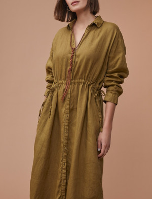 Harris Wilson - Robe 100% lin Laure kaki 36