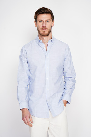 Secret du Lin - Chemise en coton Eugène marine L