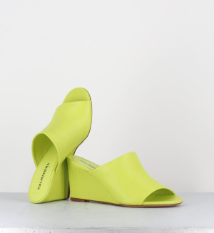 Halmanera - Mules sandales compensées en cuir Zusa01 jaunes - Talon 8cm 39