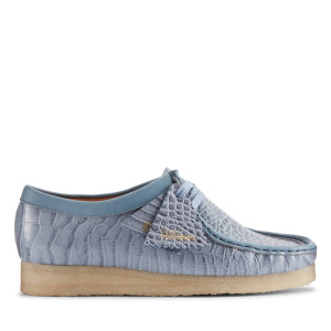 Clarks - Chaussures Wallabee Croco bleu poudre 42